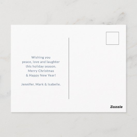 サンタと彼のトナカイ飛んでいるシルエットクリスマス ポストカード (裏面)