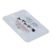 サンタと彼のトナカイ飛んでいるシルエットクリスマス マグネット (右側)