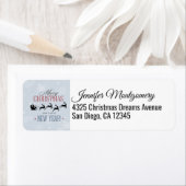 サンタと彼のトナカイ飛んでいるシルエットクリスマス ラベル (インサイチュ)