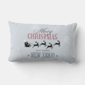 サンタと彼のトナカイ飛んでいるシルエットクリスマス ランバークッション (裏面)