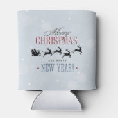 サンタと彼のトナカイ飛んでいるシルエットクリスマス 缶クーラー (裏面)