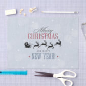 サンタと彼のトナカイ飛んでいるシルエットクリスマス 薄葉紙 (クラフト)