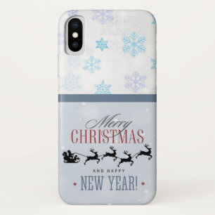 サンタと彼のトナカイ飛んでいるシルエットクリスマス iPhone X ケース