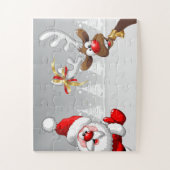 サンタと彼のトナカイ・ルドルフ簡単 ジグソーパズル (縦)