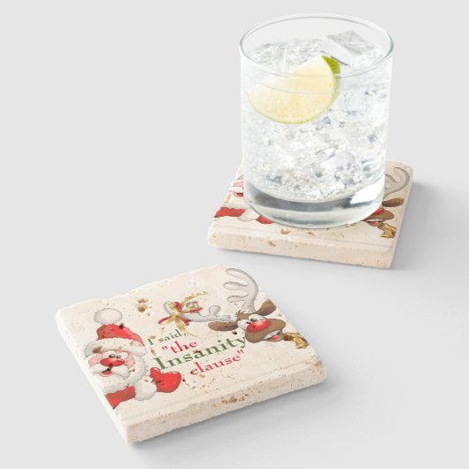 サンタと彼のトナカイ"精神異常の条項" ストーンコースター (横)