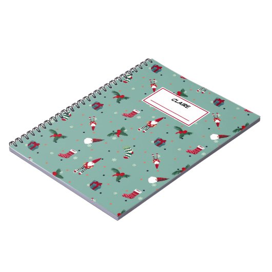 サンタと彼のプレゼント。名前をカスタムする ノートブック (左側)