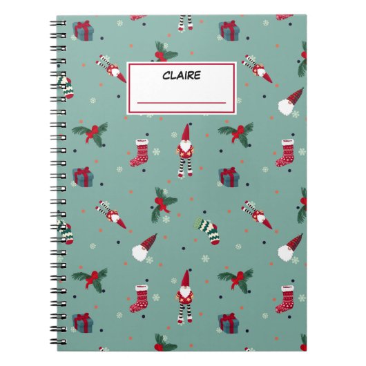 サンタと彼のプレゼント。名前をカスタムする ノートブック (正面)