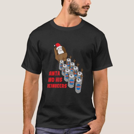 サンタと彼のラインベアーズビアドリンカー Tシャツ (正面)