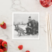 サンタと彼の七面鳥のトナカイ スタンダードカクテルナプキン (インサイチュ)