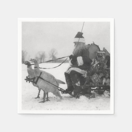 サンタと彼の七面鳥のトナカイ スタンダードカクテルナプキン (正面)