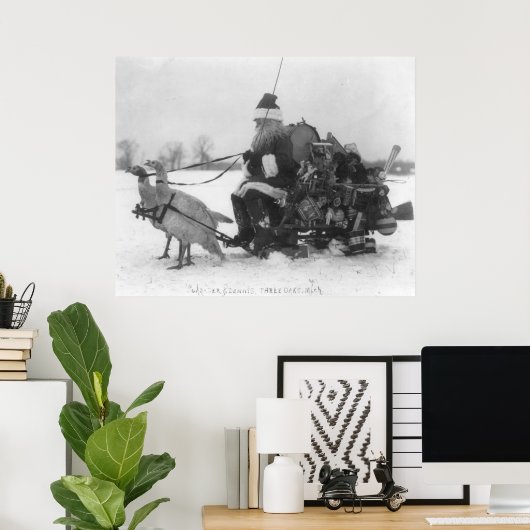 サンタと彼の七面鳥のトナカイ ポスター (ホームオフィス)