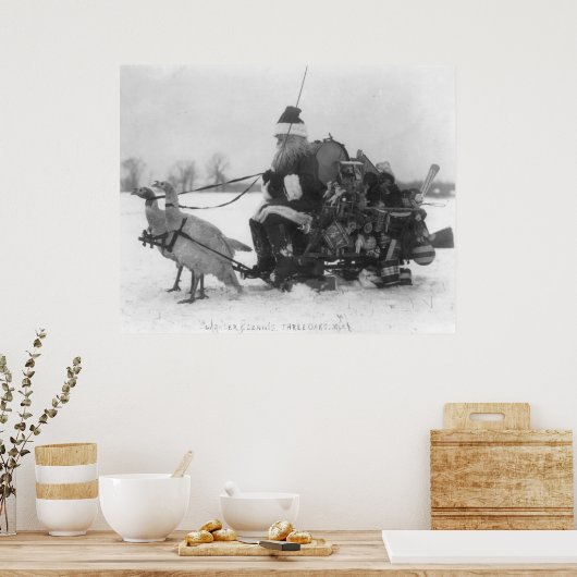 サンタと彼の七面鳥のトナカイ ポスター (キッチン)