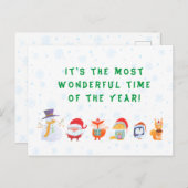 サンタと彼の動物友人のクリスマスのはがき ポストカード (正面/裏面)