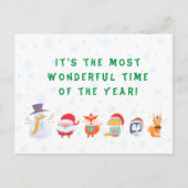 サンタと彼の動物友人のクリスマスのはがき ポストカード (正面)