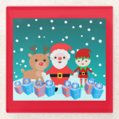 サンタと彼の友人とクリスマスタイムGLASS COA ガラスコースター (正面)