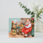 サンタと彼の小人のワークショップ ポストカード (スタンド正面)