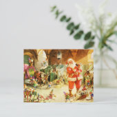 サンタと彼の小妖精や小人の北極の厩舎 シーズンポストカード (スタンド正面)