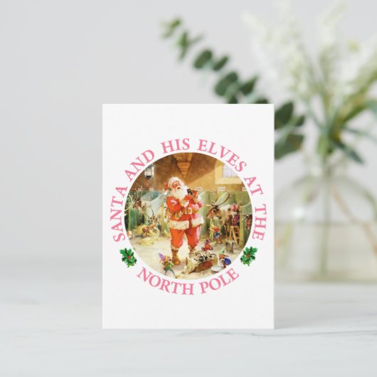 サンタと彼の小妖精や小人は北極で シーズンポストカード (スタンド正面)