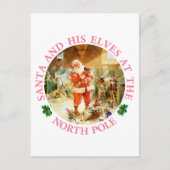 サンタと彼の小妖精や小人は北極で シーズンポストカード (正面)