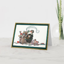 サンタと彼の玩具の袋のクリスマス ホリデー カード