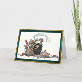 サンタと彼の玩具の袋のクリスマス ホリデー カード