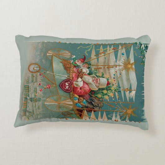 サンタと彼の素晴らしい飛んでいるマシンアクセント枕 アクセントクッション (裏面)
