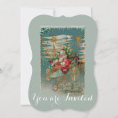 サンタと彼の素晴らしい飛んでいる機械招待状 招待状 (正面)