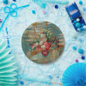 サンタと彼の素晴らしい飛んでいる機械紙プレート ペーパープレート (パーティー)