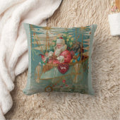 サンタと彼の素晴らしい飛んでいる機械装飾用クッション クッション (ブランケット)