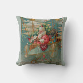 サンタと彼の素晴らしい飛んでいる機械装飾用クッション クッション (正面)