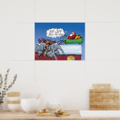 サンタと彼の象の漫画おもしろいのポスター ポスター (キッチン)