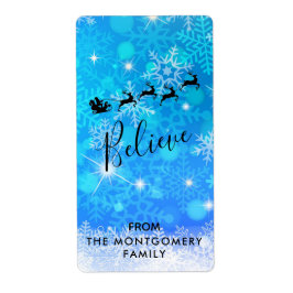 サンタと彼の飛んでいるトナカイ信じア – ギフト ラベル