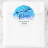 サンタと彼の飛んでいるトナカイ信じ – キッチン ラウンドシール (バッグ)