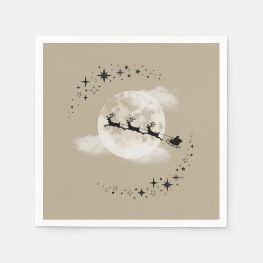 サンタと月のナプキン スタンダードカクテルナプキン (正面)