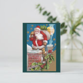 サンタと月のヴィンテージクリスマスの男性 シーズンポストカード (スタンド正面)