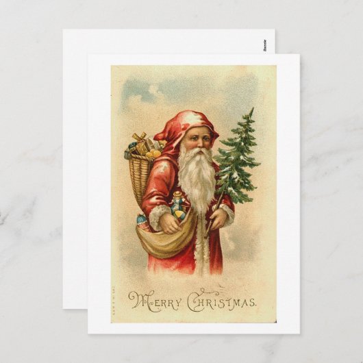 サンタと木とおもちゃメリークリスマスカード シーズンポストカード (正面/裏面)