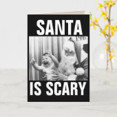 サンタと泣く子供の面白いクリスマスカード カード (黄色い花)