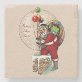 サンタと狭い煙突セラミックコースター ストーンコースター (正面)