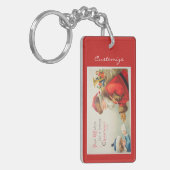 サンタと男の子のヴィンテージ懐かしいクリスマス キーホルダー (正面左)