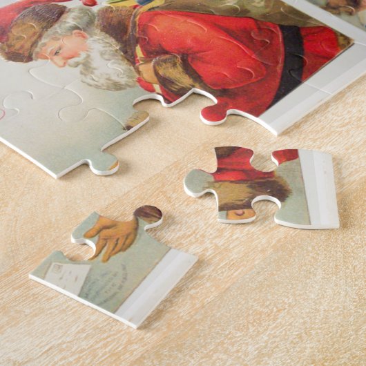サンタと男の子のヴィンテージ懐かしいクリスマス ジグソーパズル (側面)