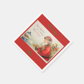 サンタと男の子のヴィンテージ懐かしいクリスマス スタンダードカクテルナプキン (角)