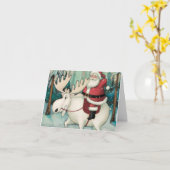 サンタと白いムースのクリスマスフォレストの雪 カード (黄色い花)