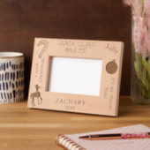 サンタと私の名前トナカイ6 x 4, 7 x 5写真 レーザー彫刻フレーム (左)