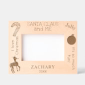 サンタと私の名前トナカイ6 x 4, 7 x 5写真 レーザー彫刻フレーム (正面)