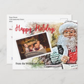 サンタと素敵なリストと一緒にあなたの写真ハッピーホリデー ポストカード (正面/裏面)