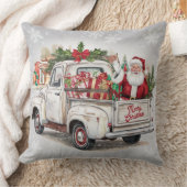 サンタと素朴なトラックのギフト可愛いクリスマス クッション (ブランケット)
