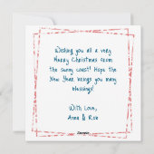 サンタと血が雪おもしろい鳥のクリスマスを結婚 シーズンカード (裏面)