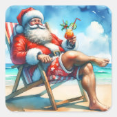 サンタと血が雪おもしろい鳥のクリスマスを結婚 スクエアシール (正面)