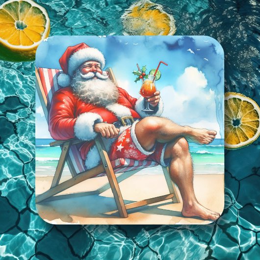 サンタと血が雪おもしろい鳥のクリスマスを結婚 スクエアシール