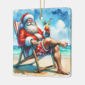 サンタと血が雪おもしろい鳥のクリスマスを結婚 セラミックオーナメント (左)